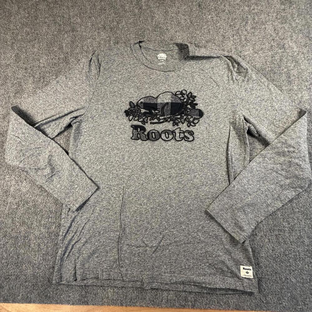 Roots Men's‎ Long Sleeve Gray Cotton Shirt Size L Gray #1565
